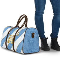 Custom Argentina Football Travel Bag Sun Of May Baroque Filigree Gold Striped Patterns