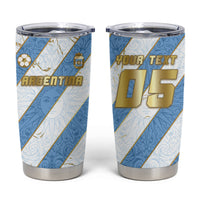 Custom Argentina Football Tumbler Cup Sun Of May Baroque Filigree Gold Striped Patterns