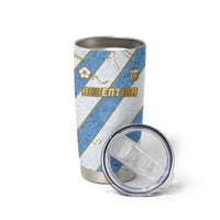 Custom Argentina Football Tumbler Cup Sun Of May Baroque Filigree Gold Striped Patterns