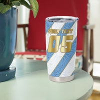 Custom Argentina Football Tumbler Cup Sun Of May Baroque Filigree Gold Striped Patterns