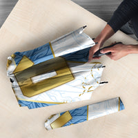 Custom Argentina Football Umbrella Sun Of May Baroque Filigree Gold Striped Patterns