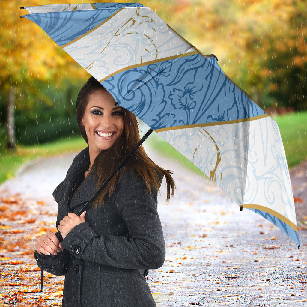 Custom Argentina Football Umbrella Sun Of May Baroque Filigree Gold Striped Patterns