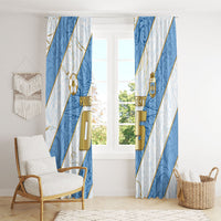 Custom Argentina Football Window Curtain Sun Of May Baroque Filigree Gold Striped Patterns