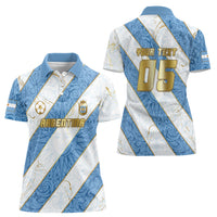 Custom Argentina Football Women Polo Shirt Sun Of May Baroque Filigree Gold Striped Patterns