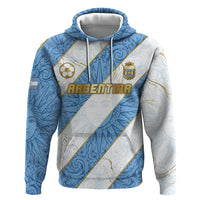 Custom Argentina Football Zip Hoodie Sun Of May Baroque Filigree Gold Striped Patterns