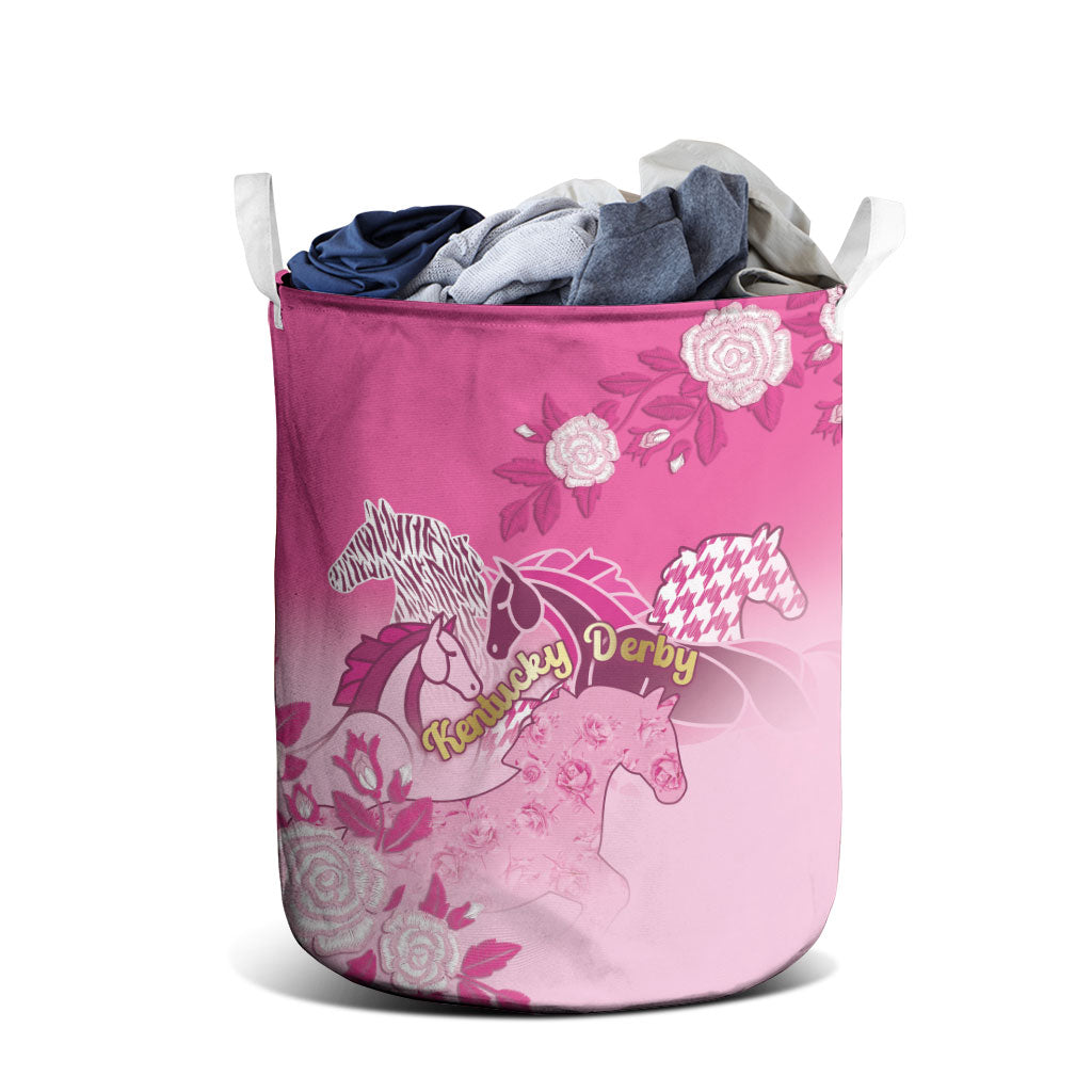 Kentucky Horse Laundry Basket Roses Equestrian Pattern Houndstooth Floral