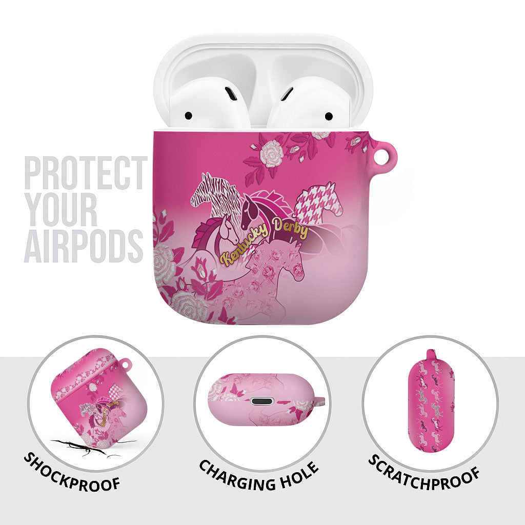 Kentucky Horse AirPods Case Roses Equestrian Pattern Houndstooth Floral