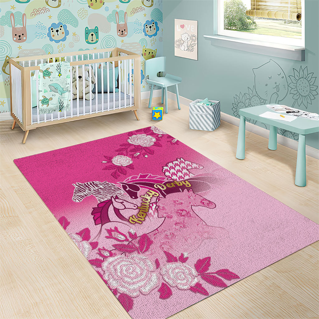 Kentucky Horse Area Rug Roses Equestrian Pattern Houndstooth Floral