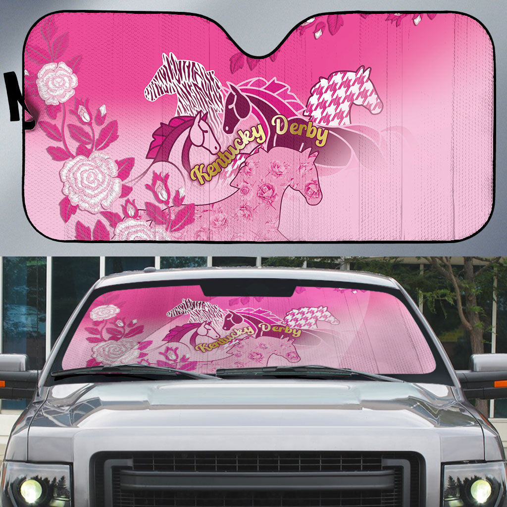 Kentucky Horse Auto Sun Shade Roses Equestrian Pattern Houndstooth Floral