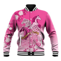 Personalized Kentucky Horse Baseball Jacket Roses Equestrian Pattern Houndstooth Floral