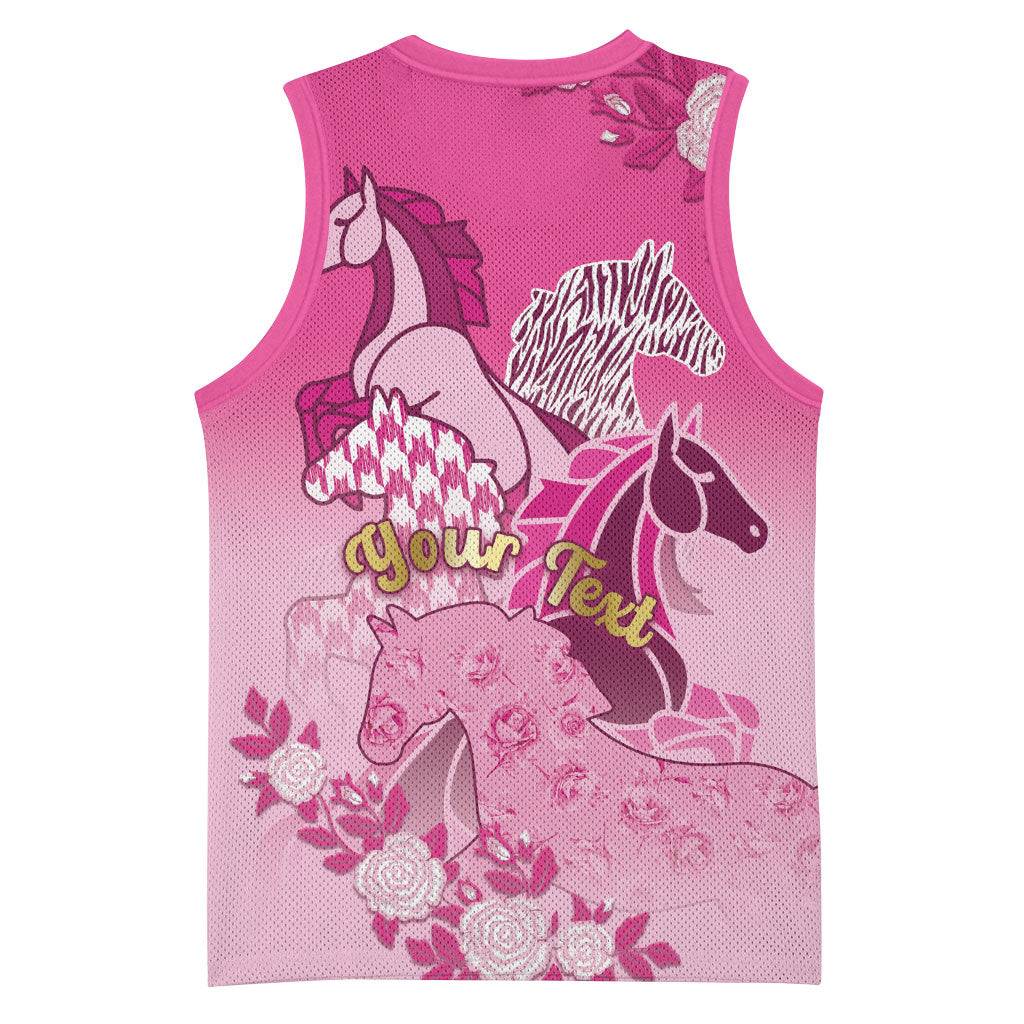 Personalized Kentucky Horse Basketball Jersey Roses Equestrian Pattern Houndstooth Floral