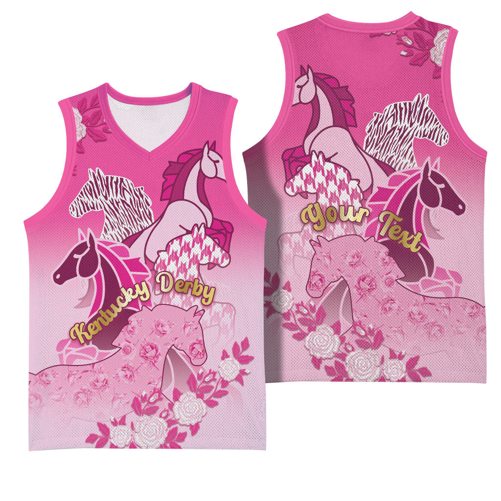 Personalized Kentucky Horse Basketball Jersey Roses Equestrian Pattern Houndstooth Floral