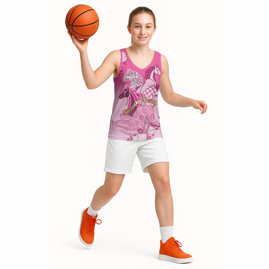 Personalized Kentucky Horse Basketball Jersey Roses Equestrian Pattern Houndstooth Floral