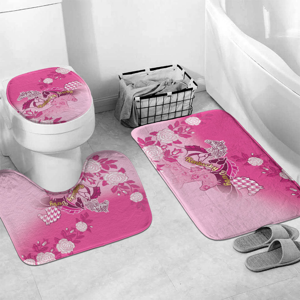 Kentucky Horse Bathroom Set Roses Equestrian Pattern Houndstooth Floral