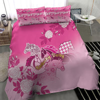 Kentucky Horse Bedding Set Roses Equestrian Pattern Houndstooth Floral
