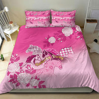 Kentucky Horse Bedding Set Roses Equestrian Pattern Houndstooth Floral