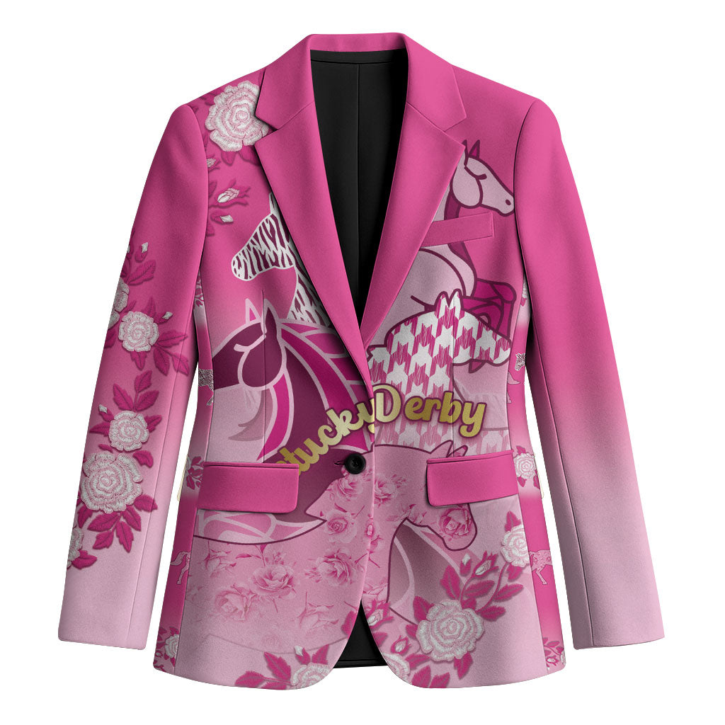 Personalized Kentucky Horse Blazer Roses Equestrian Pattern Houndstooth Floral