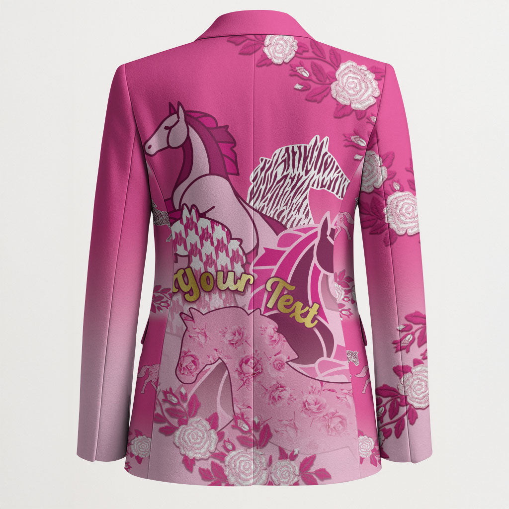 Personalized Kentucky Horse Blazer Roses Equestrian Pattern Houndstooth Floral