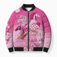 Personalized Kentucky Horse Bomber Puffer Jacket Roses Equestrian Pattern Houndstooth Floral