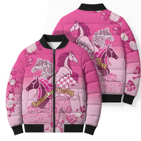 Personalized Kentucky Horse Bomber Puffer Jacket Roses Equestrian Pattern Houndstooth Floral