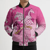 Personalized Kentucky Horse Bomber Puffer Jacket Roses Equestrian Pattern Houndstooth Floral