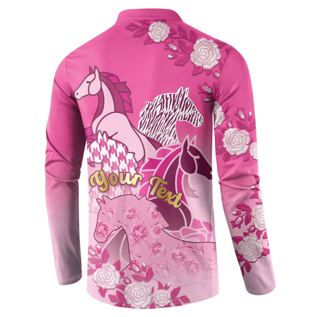 Personalized Kentucky Horse Button Sweatshirt Roses Equestrian Pattern Houndstooth Floral