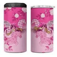 Personalized Kentucky Horse 4 in 1 Can Cooler Tumbler Roses Equestrian Pattern Houndstooth Floral
