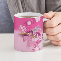 Personalized Kentucky Horse Ceramic Mug Roses Equestrian Pattern Houndstooth Floral