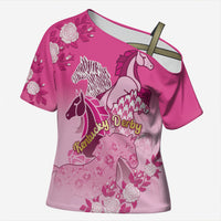 Personalized Kentucky Horse Cross Shoulder Shirt Roses Equestrian Pattern Houndstooth Floral