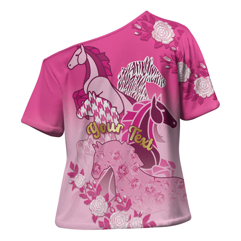 Personalized Kentucky Horse Cross Shoulder Shirt Roses Equestrian Pattern Houndstooth Floral