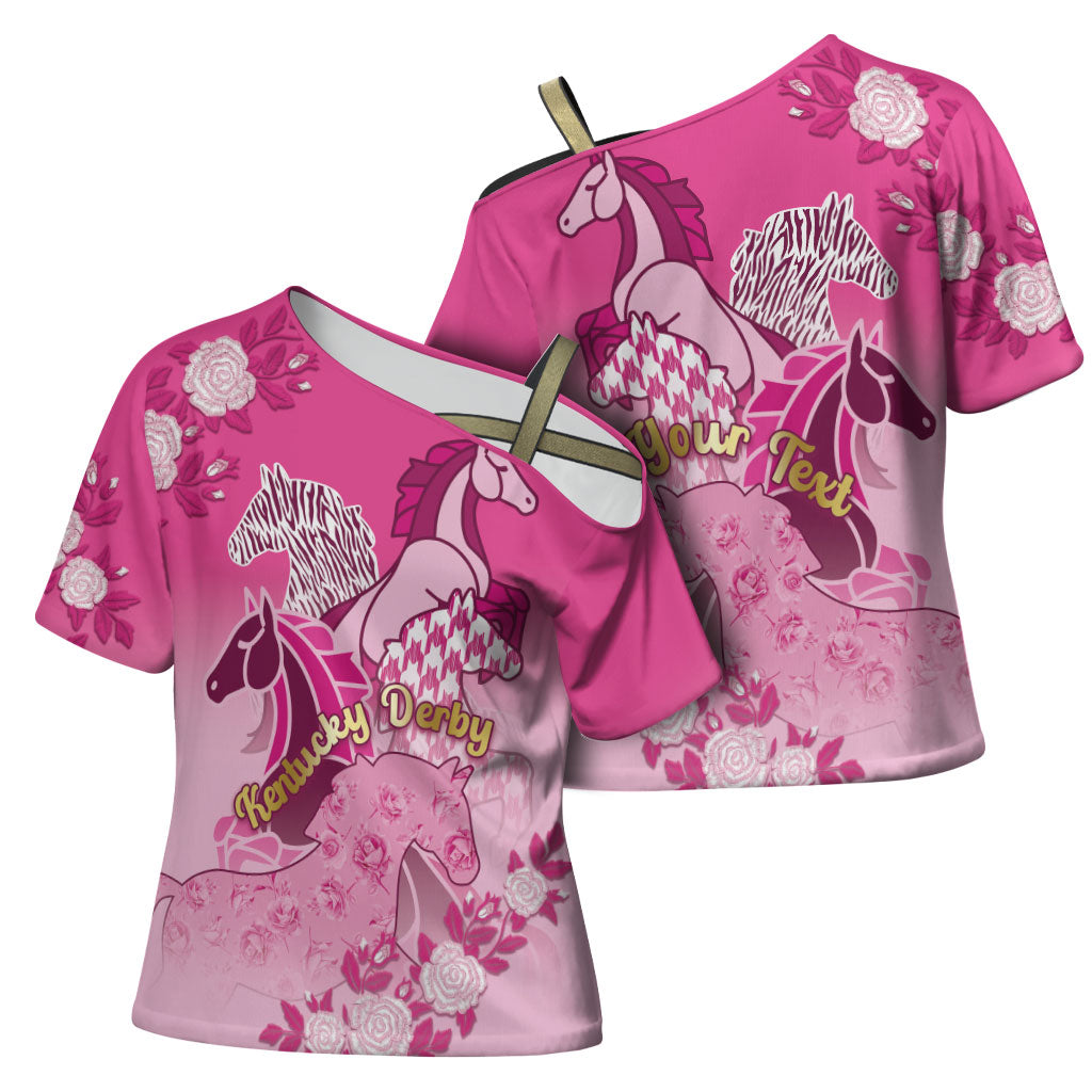 Personalized Kentucky Horse Cross Shoulder Shirt Roses Equestrian Pattern Houndstooth Floral
