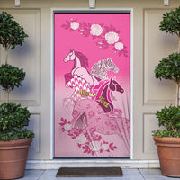 Personalized Kentucky Horse Door Cover Roses Equestrian Pattern Houndstooth Floral