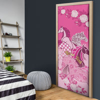 Personalized Kentucky Horse Door Cover Roses Equestrian Pattern Houndstooth Floral