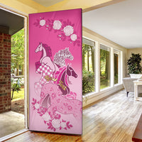 Personalized Kentucky Horse Door Cover Roses Equestrian Pattern Houndstooth Floral