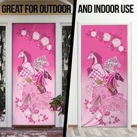 Personalized Kentucky Horse Door Cover Roses Equestrian Pattern Houndstooth Floral