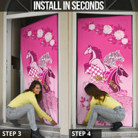 Personalized Kentucky Horse Door Cover Roses Equestrian Pattern Houndstooth Floral
