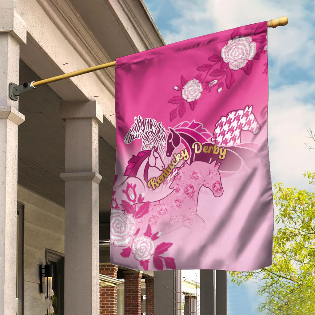 Kentucky Horse Garden Flag Roses Equestrian Pattern Houndstooth Floral