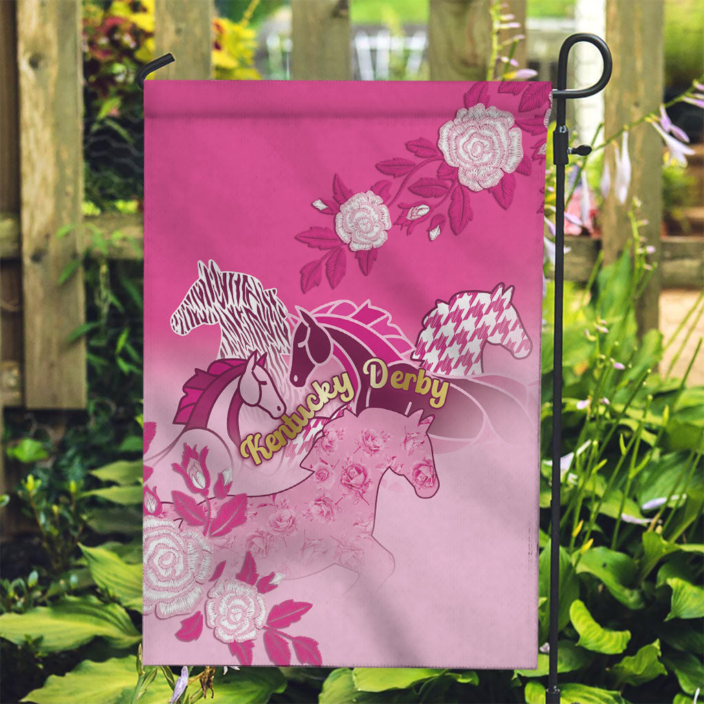 Kentucky Horse Garden Flag Roses Equestrian Pattern Houndstooth Floral