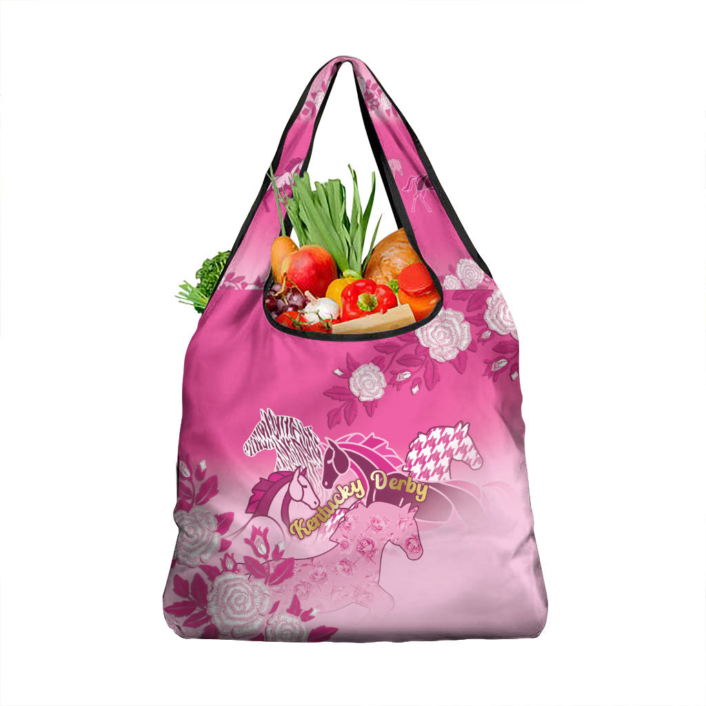 Kentucky Horse Grocery Bag Roses Equestrian Pattern Houndstooth Floral