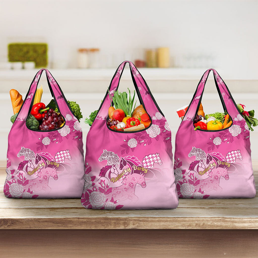 Kentucky Horse Grocery Bag Roses Equestrian Pattern Houndstooth Floral