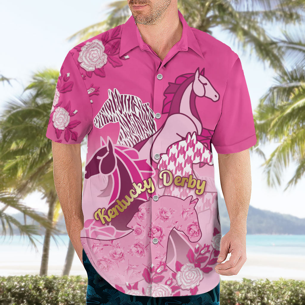 Personalized Kentucky Horse Hawaiian Shirt Roses Equestrian Pattern Houndstooth Floral