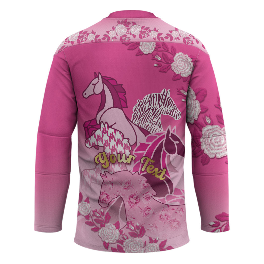 Personalized Kentucky Horse Hockey Jersey Roses Equestrian Pattern Houndstooth Floral