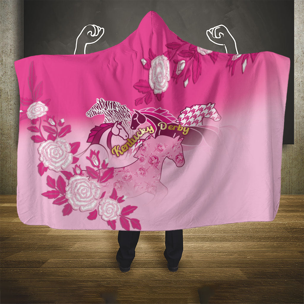 Kentucky Horse Hooded Blanket Roses Equestrian Pattern Houndstooth Floral