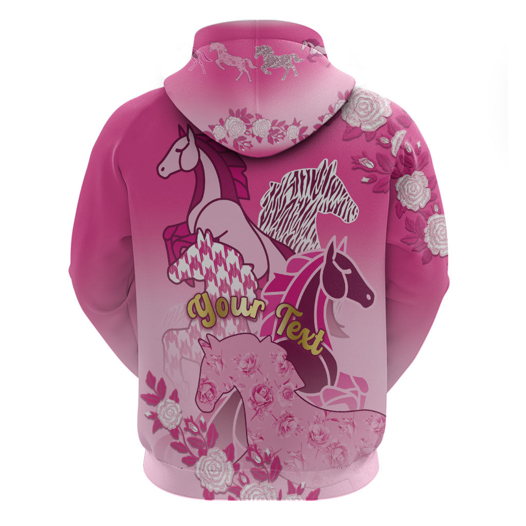 Personalized Kentucky Horse Hoodie Roses Equestrian Pattern Houndstooth Floral