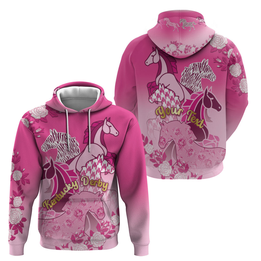 Personalized Kentucky Horse Hoodie Roses Equestrian Pattern Houndstooth Floral