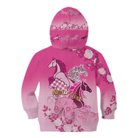 Personalized Kentucky Horse Kid Hoodie Roses Equestrian Pattern Houndstooth Floral