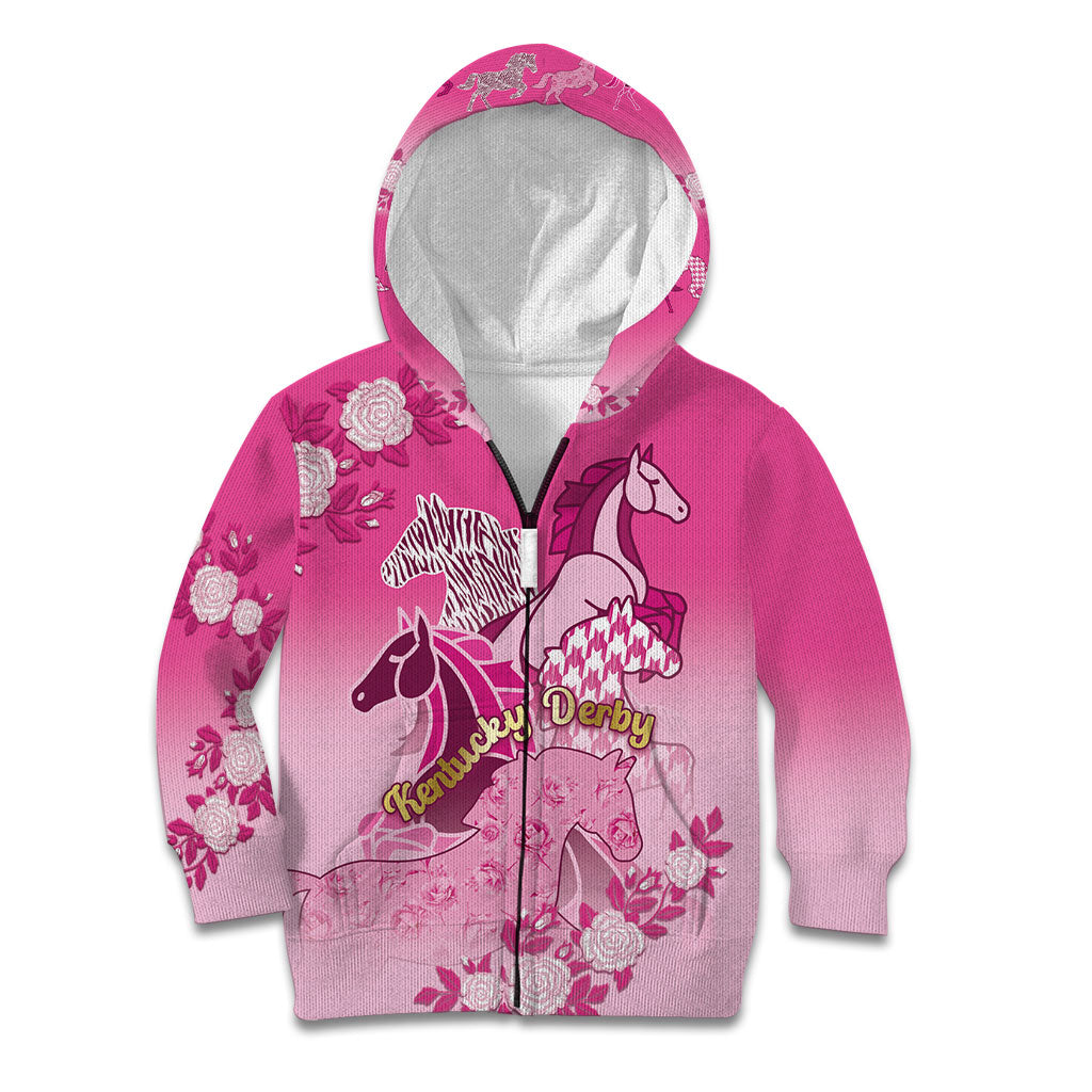 Personalized Kentucky Horse Kid Hoodie Roses Equestrian Pattern Houndstooth Floral