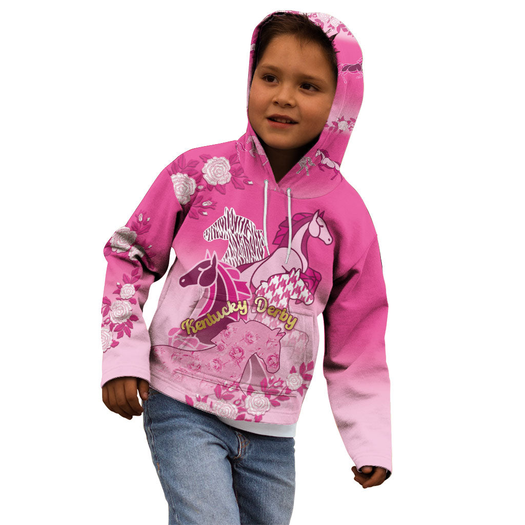 Personalized Kentucky Horse Kid Hoodie Roses Equestrian Pattern Houndstooth Floral