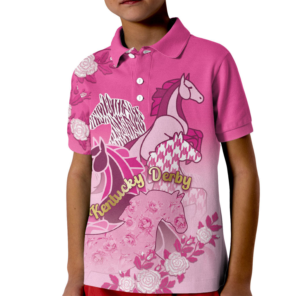 Personalized Kentucky Horse Kid Polo Shirt Roses Equestrian Pattern Houndstooth Floral