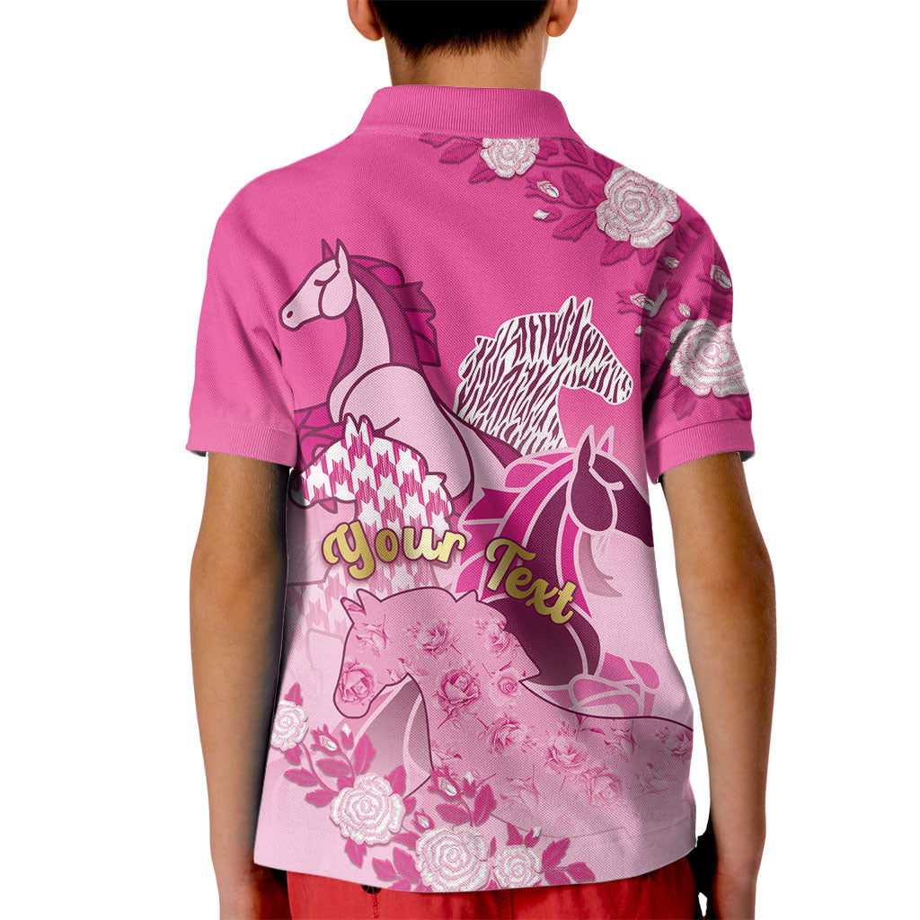 Personalized Kentucky Horse Kid Polo Shirt Roses Equestrian Pattern Houndstooth Floral